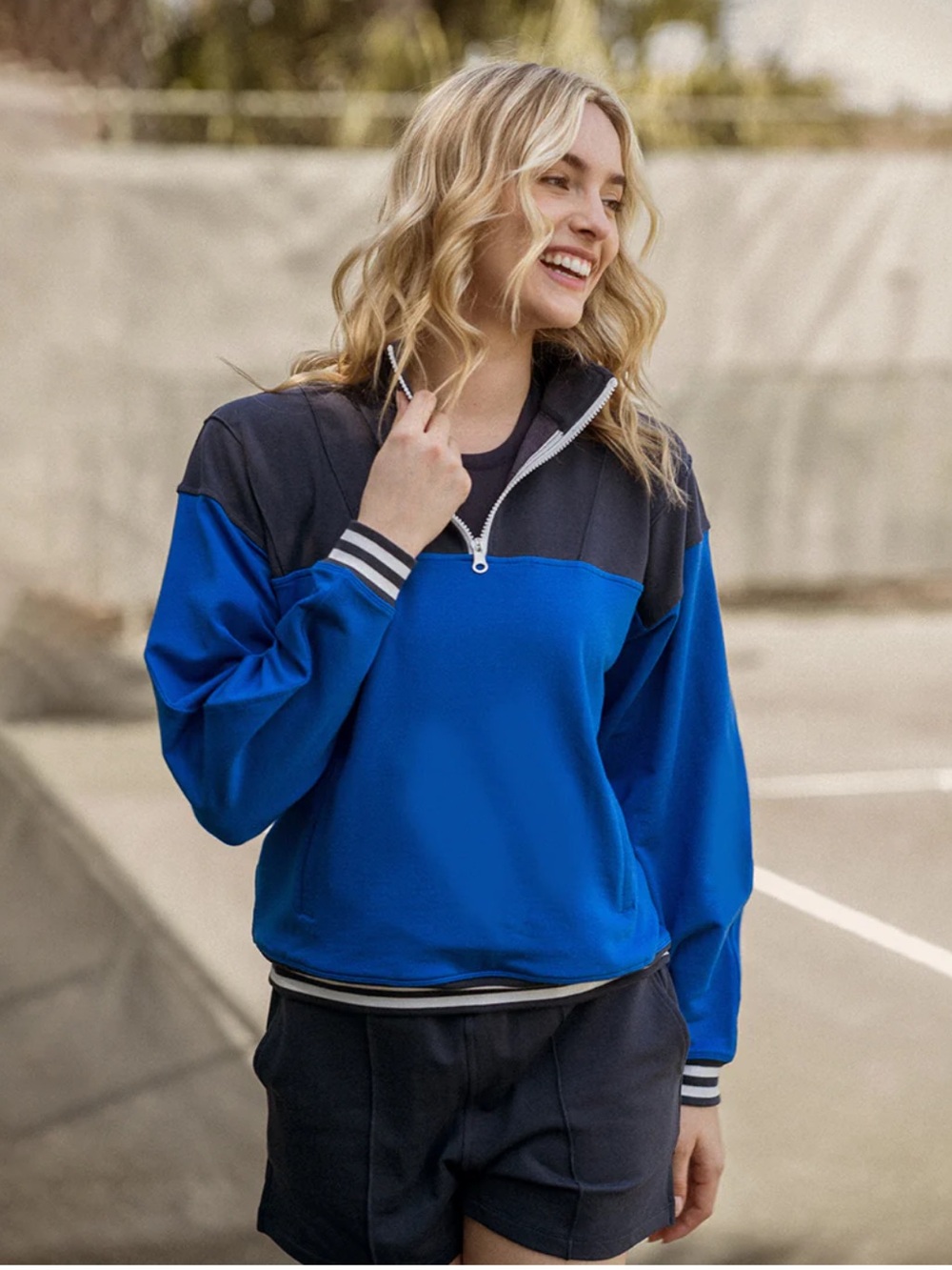Summersalt The Softest French Terry Quarter Zip Pullover Women’s XL Santorini